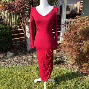 Deep Red long sleeve Dress